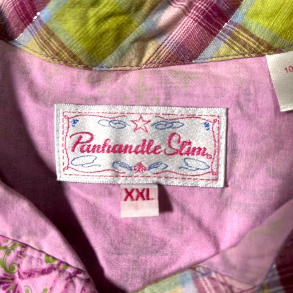 Panhandle Slim Western Shirt Womens 2XL Pink Paisley Long Sleeve Pearl Snap - Picture 4 of 7